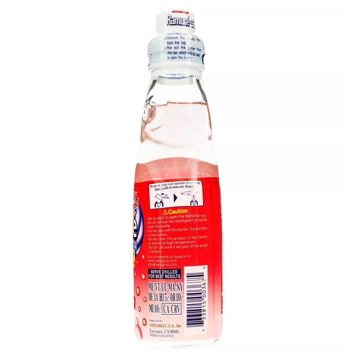 Sangaria Ramune Strawberry Japanese Soda Drink - 6.7fl oz. - Asian Needs